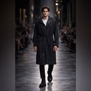 HELMUT LANG PARACHUTE BONDAGE PARKA JACKET NAVY VISCOSE NYLON LARGE LIKE NEW men